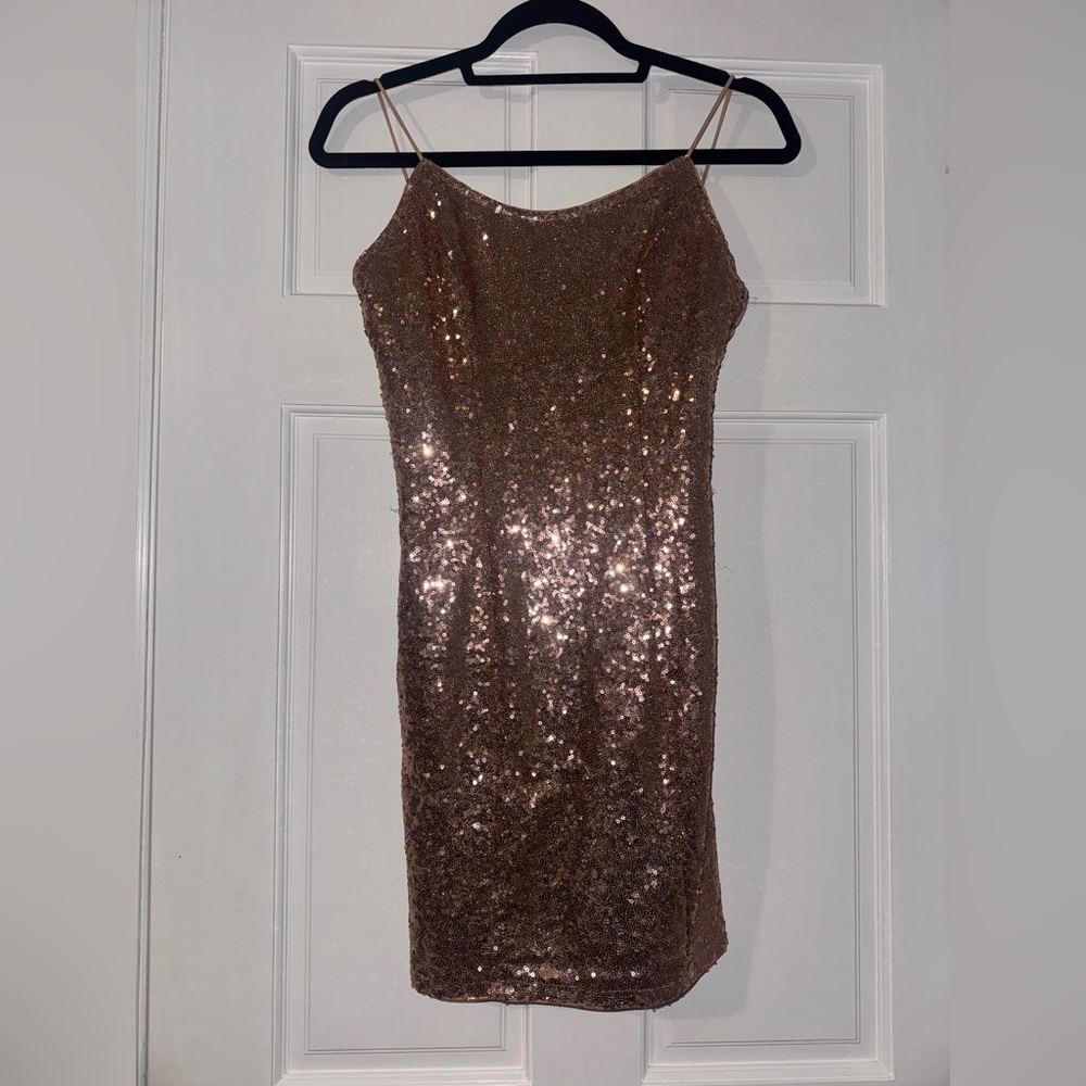 Lulu's Rose Gold Sequin Dress